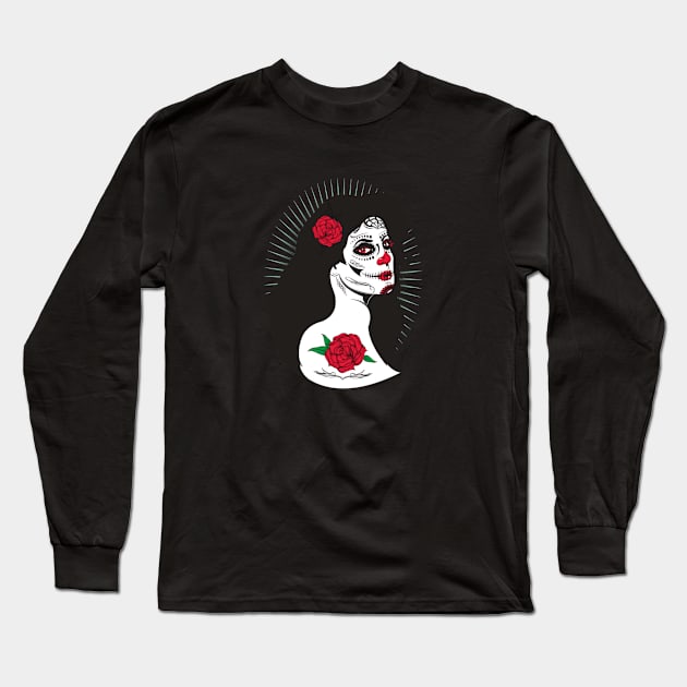 Sugar Skull Long Sleeve T-Shirt by Joebarondesign